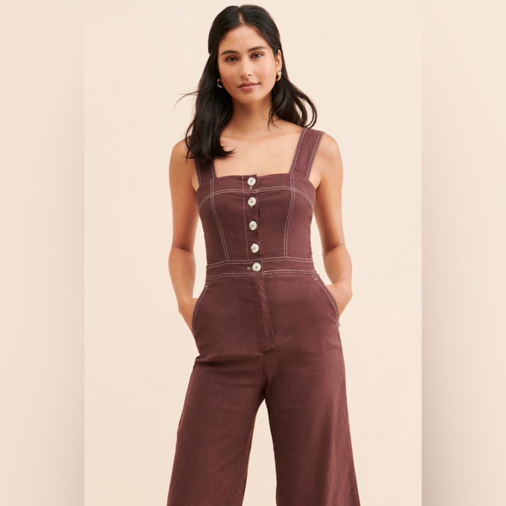 Anthropologie Brown Overalls with Classic Denim Texture